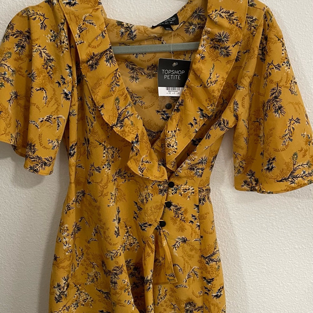 Topshop Mustard Floral Blouse
